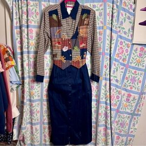 NWT Deadstock Vintage Country Wear Clothing Company Fall Embroidered Vest Dress
